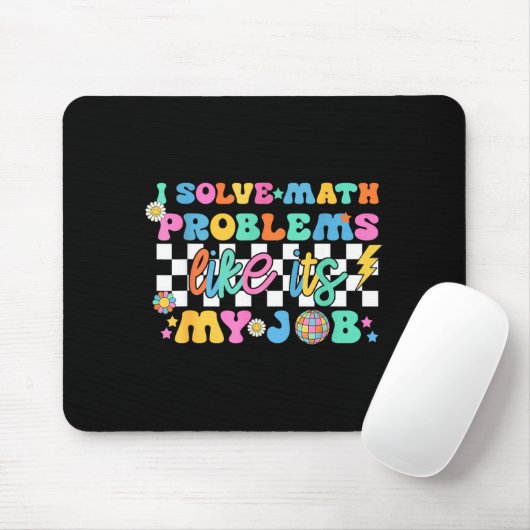 Retro Groovy Math Teacher Funny Back To School Gif Muismat (Met muis)