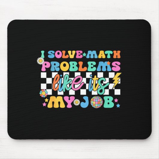 Retro Groovy Math Teacher Funny Back To School Gif Muismat (Voorkant)
