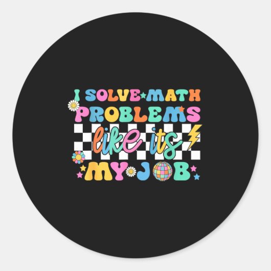 Retro Groovy Math Teacher Funny Back To School Gif Ronde Sticker (Voorkant)