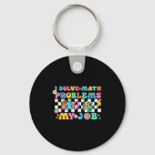 Retro Groovy Math Teacher Funny Back To School Gif Sleutelhanger (Voorkant)