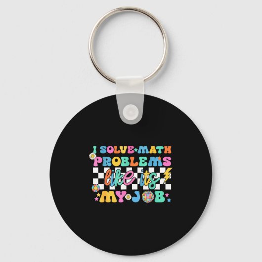 Retro Groovy Math Teacher Funny Back To School Gif Sleutelhanger (Voorkant)