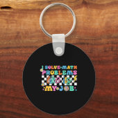 Retro Groovy Math Teacher Funny Back To School Gif Sleutelhanger (Voorkant)
