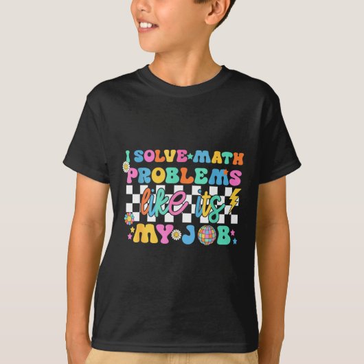 Retro Groovy Math Teacher Funny Back To School Gif T-shirt (Voorkant)