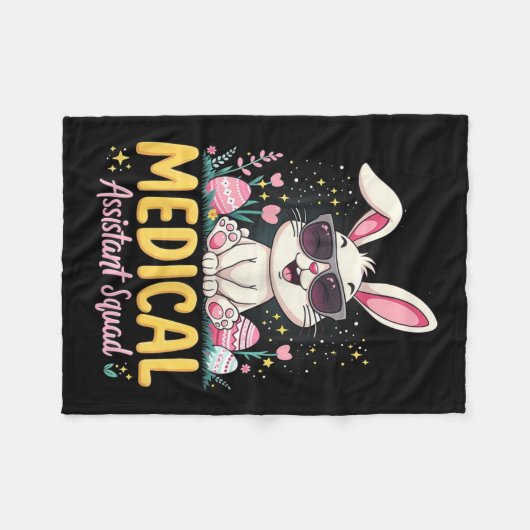 Retro Groovy Medical Instant Squad Bunny Ear Flowe Fleece Deken (Voorkant (Horizontaal))