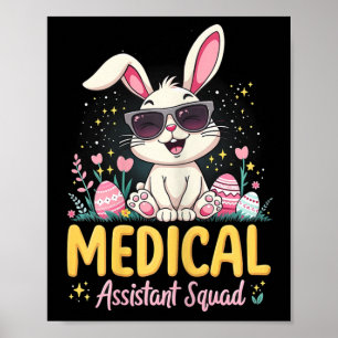 Retro Groovy Medical Instant Squad Bunny Ear Flowe Poster