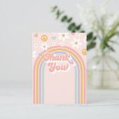 Retro Groovy Meisje Regenboog Verjaardag Briefkaart (Staand voorkant)