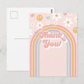 Retro Groovy Meisje Regenboog Verjaardag Briefkaart (Voorkant / Achterkant)