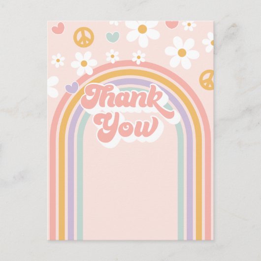 Retro Groovy Meisje Regenboog Verjaardag Briefkaart (Voorkant)