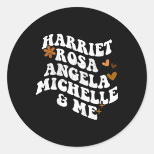 Retro Groovy Melanin Pride Harriet Rosa Angela Mic Ronde Sticker