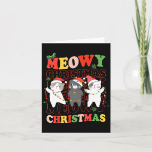 Retro Groovy Meowy Catmas Cats Christmas Lights Sa Kaart