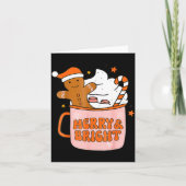Retro Groovy Merry And Bright Gingerbread Christma Kaart (Voorkant)