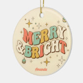 Retro Groovy Merry & Bright Christmas Keramisch Ornament (Links)
