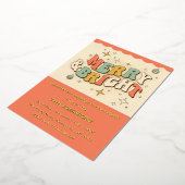 Retro Groovy Merry & Bright Christmas Party Folie Uitnodiging (Gedraaid)