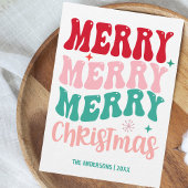 Retro Groovy Merry Christmas Kleurrijke foto Feestdagenkaart