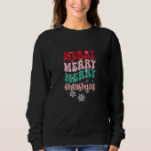 Retro Groovy Merry Christmas Wavy Tekst Trui (Voorkant)