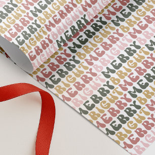 Retro Groovy Merry & Helder Kleurrijk Patroon Cadeaupapier