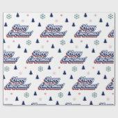 Retro Groovy Merry Kerstfeestjaren Cadeaupapier (Vlak)