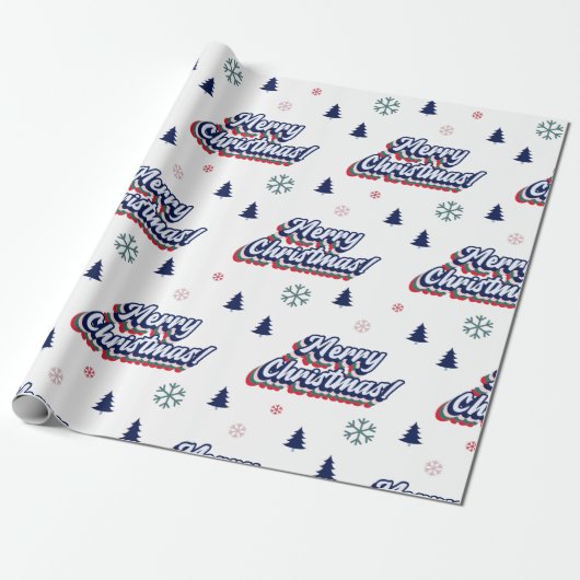 Retro Groovy Merry Kerstfeestjaren Cadeaupapier (Uitgerold)