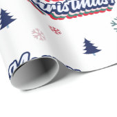 Retro Groovy Merry Kerstfeestjaren Cadeaupapier (Rol Hoek)