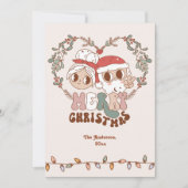 Retro Groovy Merry Kerstkerstkerstkerstkerstkerstk Feestdagenkaart (Voorkant)