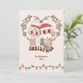 Retro Groovy Merry Kerstkerstkerstkerstkerstkerstk Feestdagenkaart (Staand voorkant)