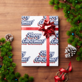Retro Groovy Merry Kersttypografie 60-70-jaren Cadeaupapier