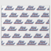 Retro Groovy Merry Kersttypografie 60-70-jaren Cadeaupapier (Vlak)