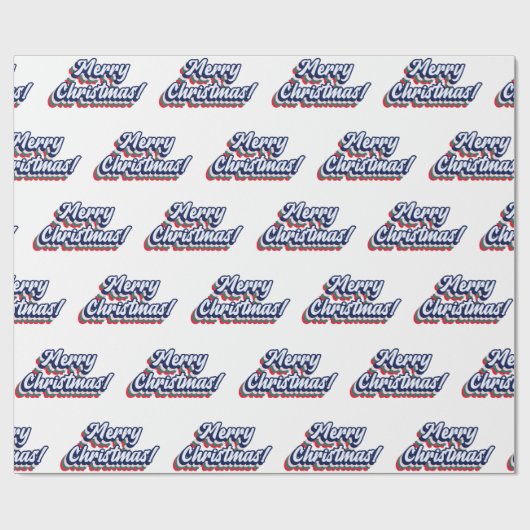 Retro Groovy Merry Kersttypografie 60-70-jaren Cadeaupapier (Vlak)