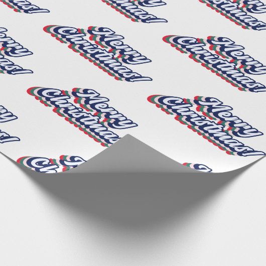 Retro Groovy Merry Kersttypografie 60-70-jaren Cadeaupapier (Hoek)