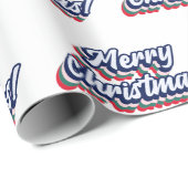 Retro Groovy Merry Kersttypografie 60-70-jaren Cadeaupapier (Rol Hoek)