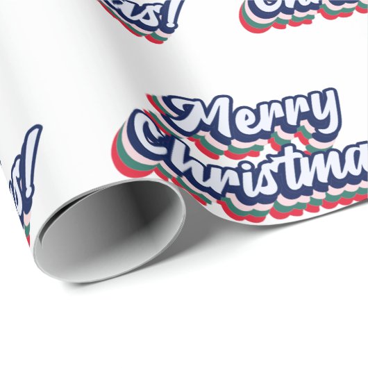 Retro Groovy Merry Kersttypografie 60-70-jaren Cadeaupapier (Rol Hoek)
