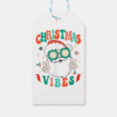 Retro Groovy Merry kerstvibes Funny Santa Cla Cadeaulabel (Achterkant)