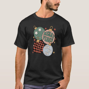 Retro Groovy Merry Vibes Kerstmis Santa Clau T-shirt