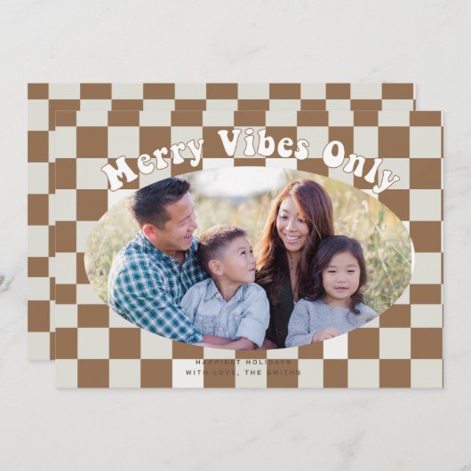 Retro Groovy Merry Vibes Only beroemd gemaakt door Kaart (Voorkant / Achterkant)