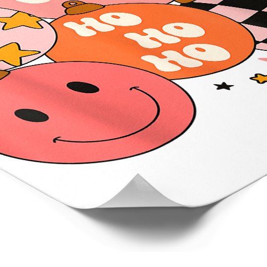 Retro Groovy Merry Vibes Santa Clau Poster (Hoek)