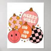 Retro Groovy Merry Vibes Santa Clau Poster (Voorkant)