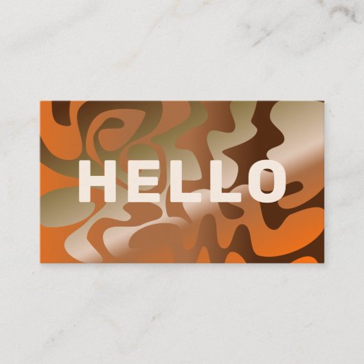 Retro Groovy Metallic Squiggles Sinaasappel Bruin Visitekaartje (Voorkant)