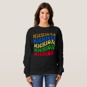 Retro Groovy Michigan State Thuis Ik Hou Van Michi Trui (Voorkant volledig)