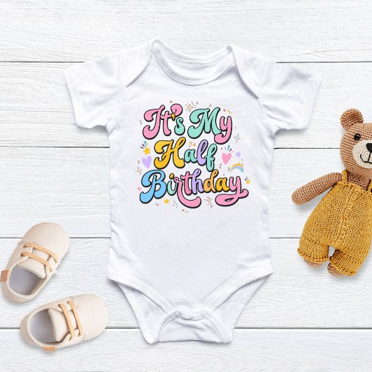 Retro Groovy Mijn Halve Verjaardag 6 Maanden Mijlp Romper