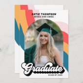 Retro Groovy Modern Arch Photo Afstuderen Kaart (Voorkant / Achterkant)