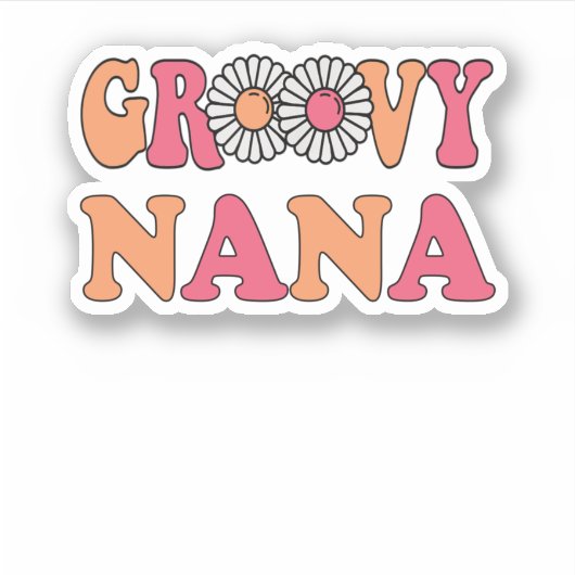Retro Groovy Nana Matching Family Sticker (Voorkant)