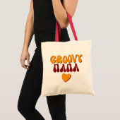 Retro Groovy Nana Typografie Heart Tote Bag (Voorkant (product))