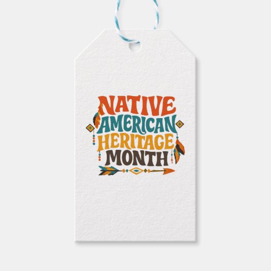 Retro Groovy Nationale Erfgoedmaand van de Inheems Cadeaulabel (Voorkant)