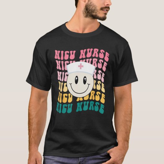 Retro Groovy NICU Nurse T-shirt (Voorkant)