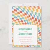 Retro Groovy Nostalgie Heldere bruiloft Kaart (Voorkant)