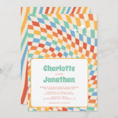 Retro Groovy Nostalgie Heldere bruiloft Kaart (Voorkant / Achterkant)