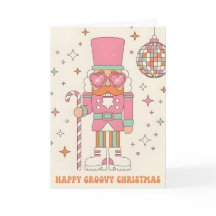Retro Groovy Notenkraker Prettig Kerstfeest