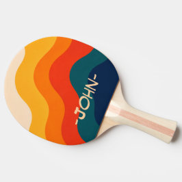 Retro Groovy Oceaan Aangepaste Naam Ping Pong Bat Tafeltennisbatje