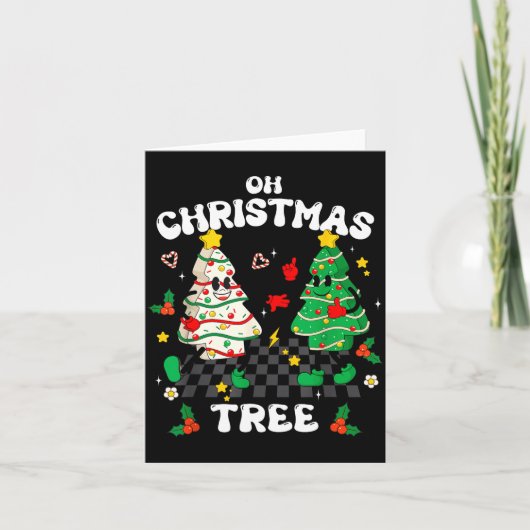 Retro Groovy Oh Christmas Tree Cake Pajamas Xmas K Kaart (Voorkant)