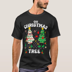 Retro Groovy Oh Kerstboom Cake Slaapanzug Kerstmis T-shirt